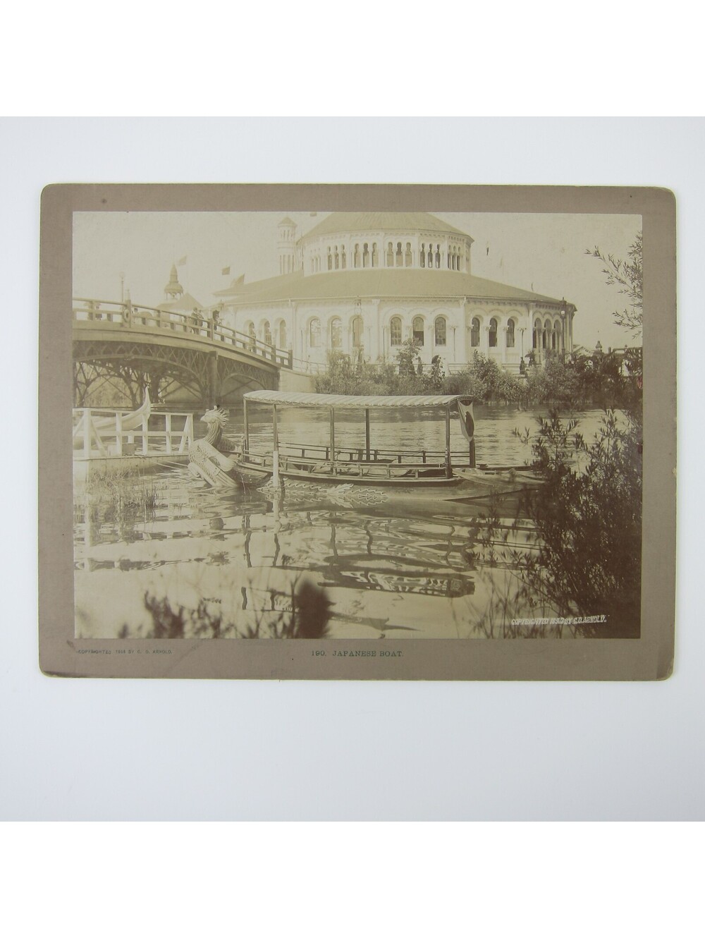 1893 Chicago Worlds Fair Columbian Expo Cabinet Photo Japanese Boat Arnold RARE